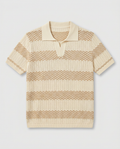 The Cadaques Polo in Sand Stripe - flatlay