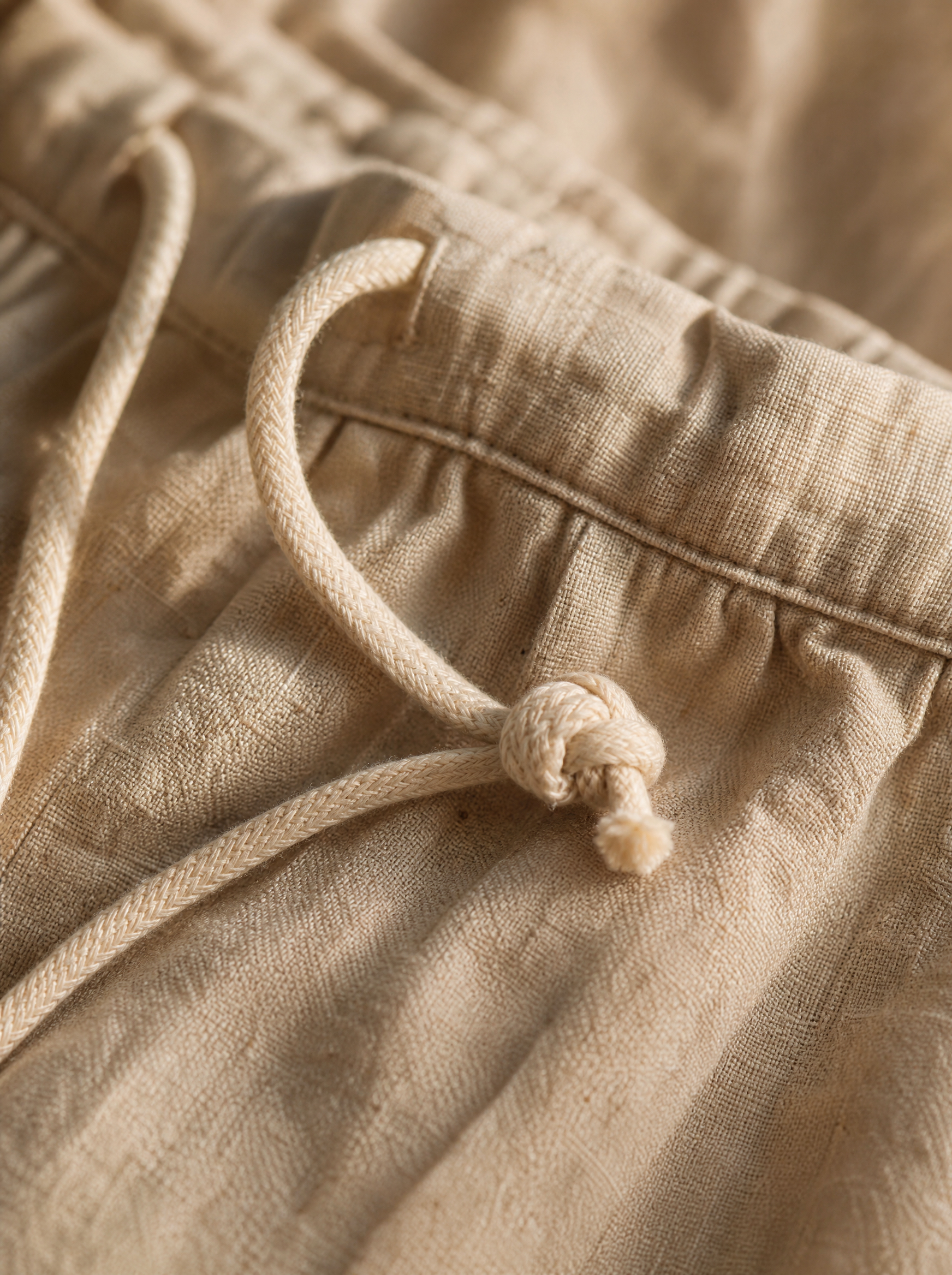 Drawstring waistband detail — The Bastia Trouser
