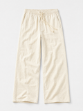 The Procida Pant — ivory cotton-hemp wide-leg drawstring beach pant, front view