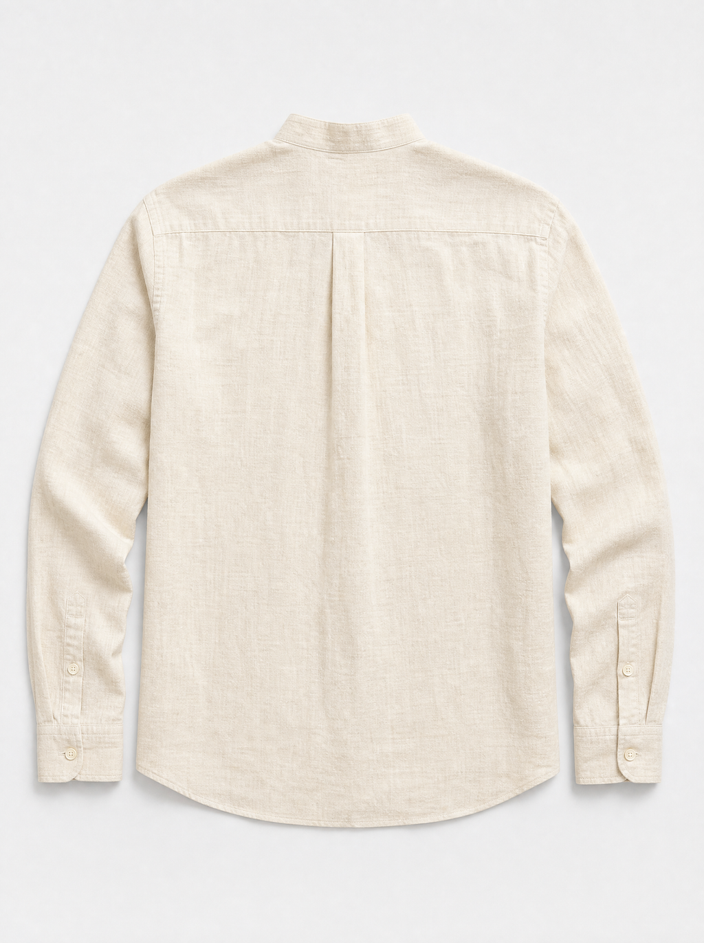 The Lipari Shirt — ivory linen-cotton mandarin collar shirt, back view